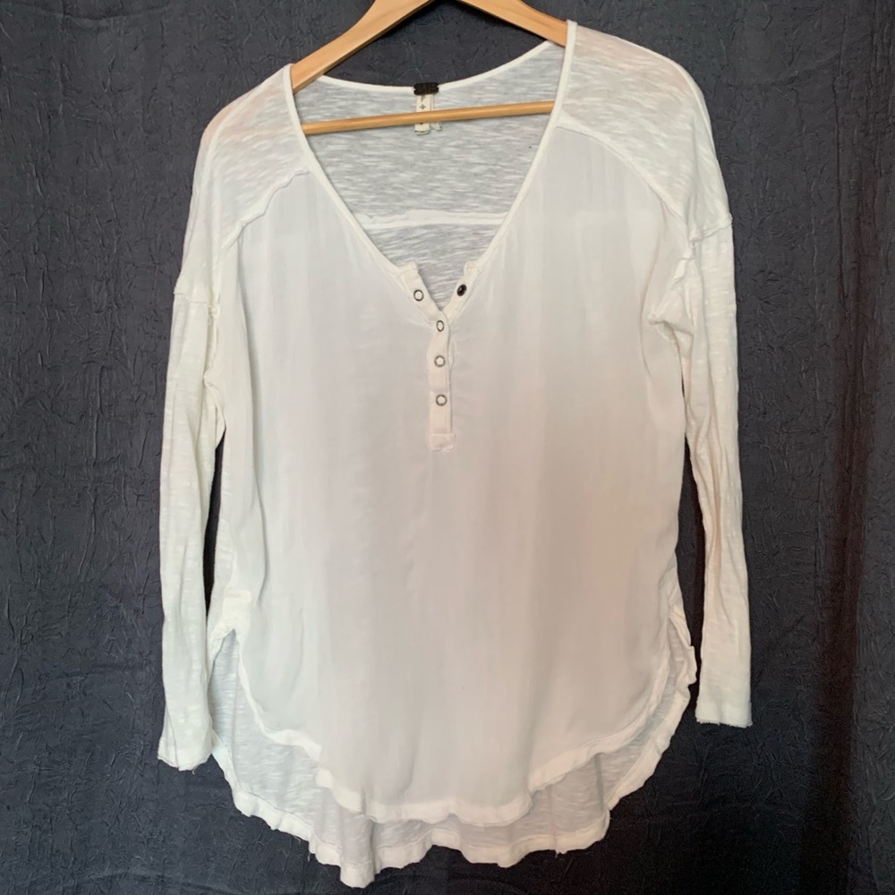 We The Free + White Loose Fit Henley - Size S